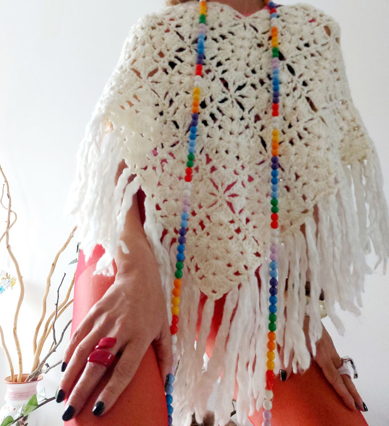 Slika: Vintage boho pončo, uni size