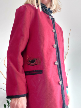 Slika: KAISER vintage crveni kaput/sako, S/L