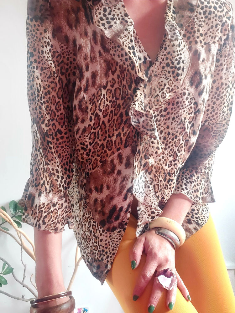 Slika od Vintage leopard košulja povišenih ramena, S/L