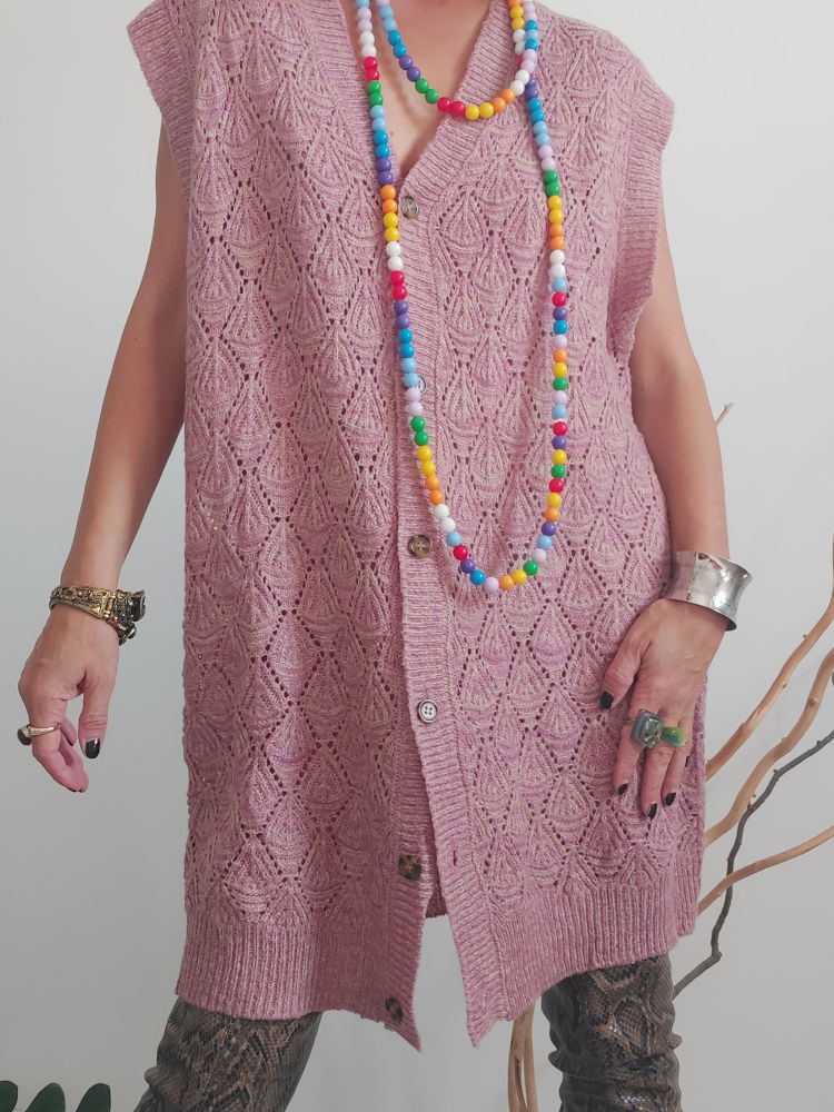 Slika od Oversize retro prsluk na kopčanje