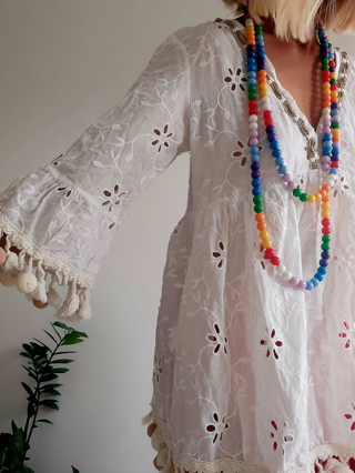 Slika: Boho bluza sa pomponima, S/M