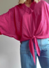 Slika od Oversize pink bluza šišmiš kroja, S/XL