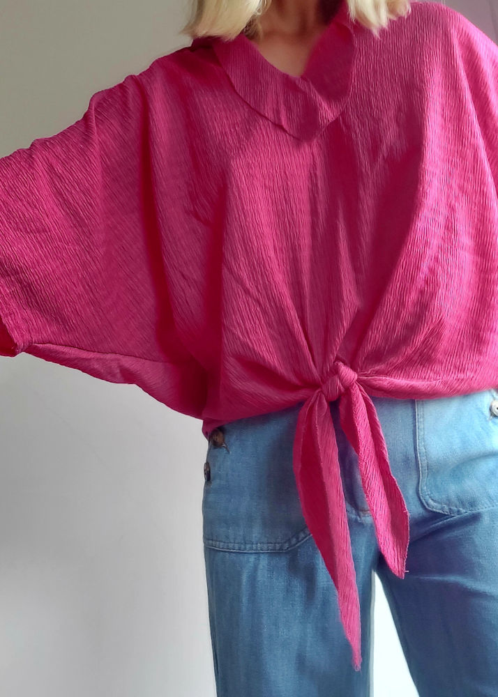 Slika od Oversize pink bluza šišmiš kroja, S/XL