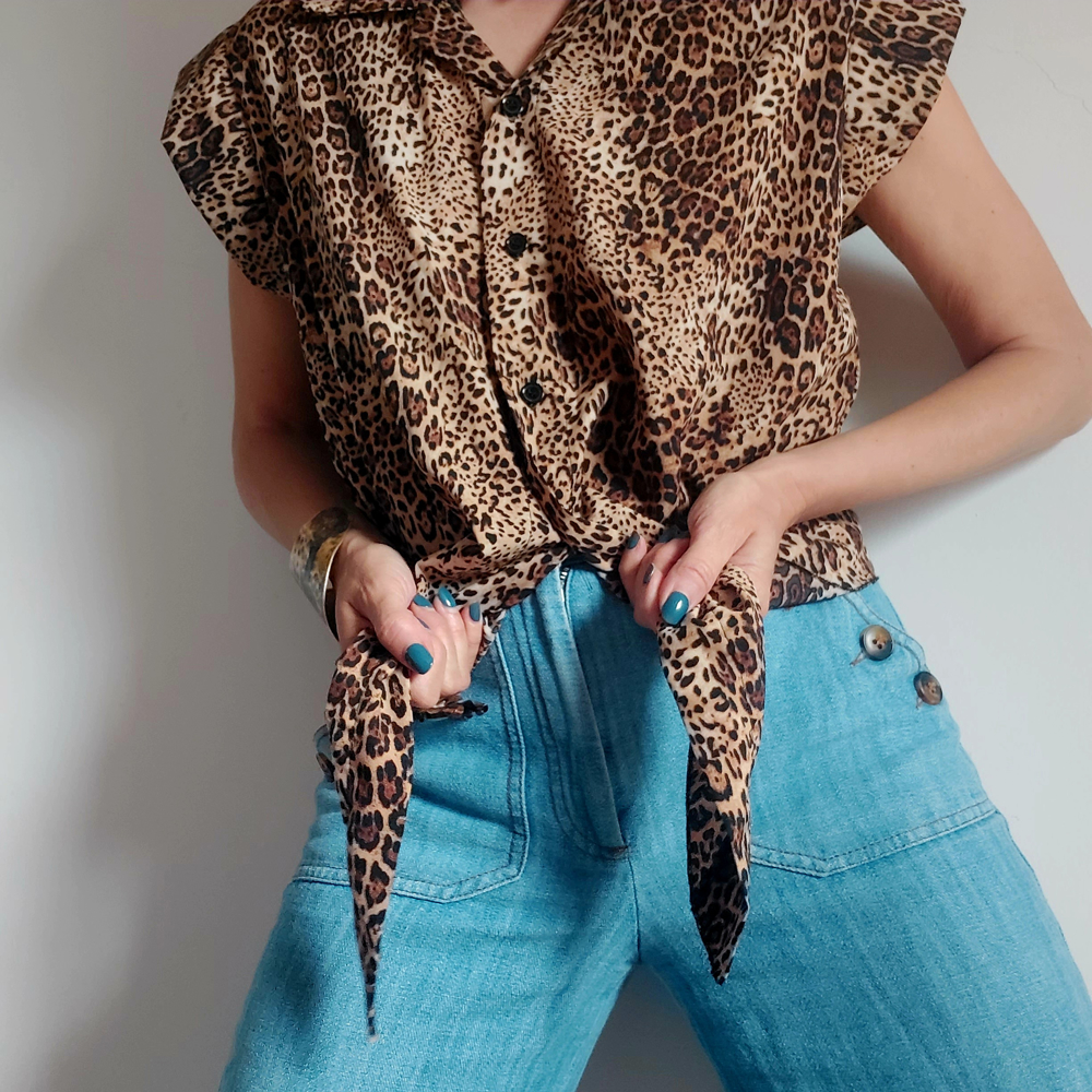 Slika od Vintage talijanska leopard košulja, S/L